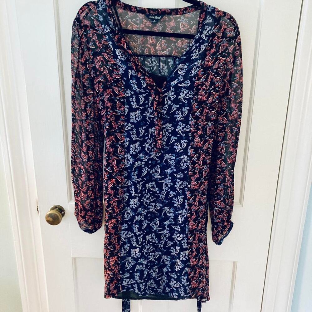 Vintage 00s Lucky Brand Tie Waist Floral Shirt Dress